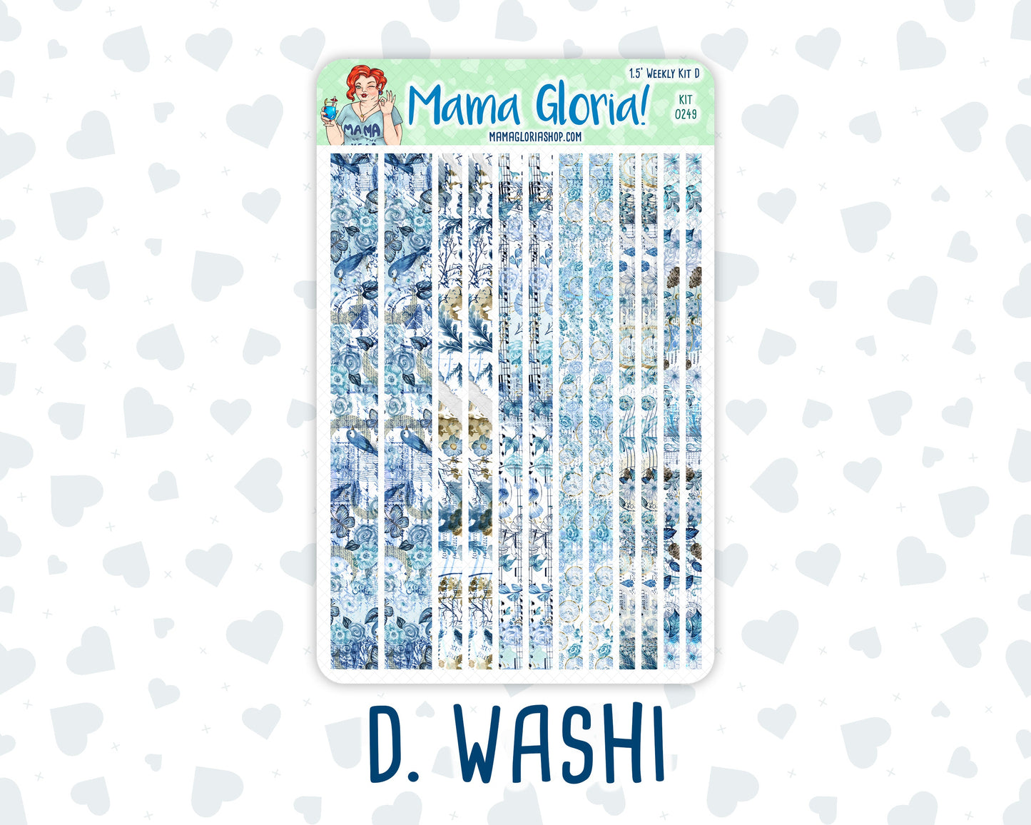 Kit 0249 - 1.5" Wide Column - Weekly Kit - January - Icy Lace  - For Vertical & Hourly Planners