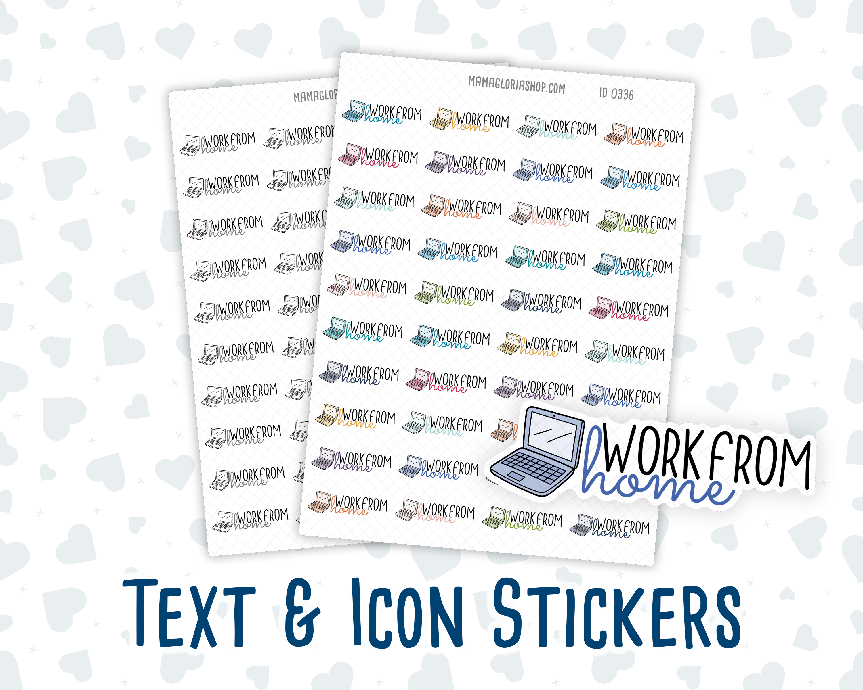 Work From Home Text Design Work From Home - Text Sticker With Icon – mamagloriashop