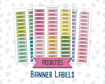 Priorities - Banner Label Stickers - Functional - For Planners –  Color Pop
