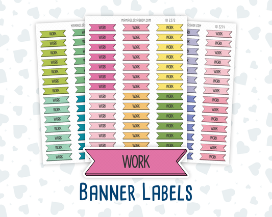 Work - Banner Label Stickers - Functional - For Planners –  Color Pop