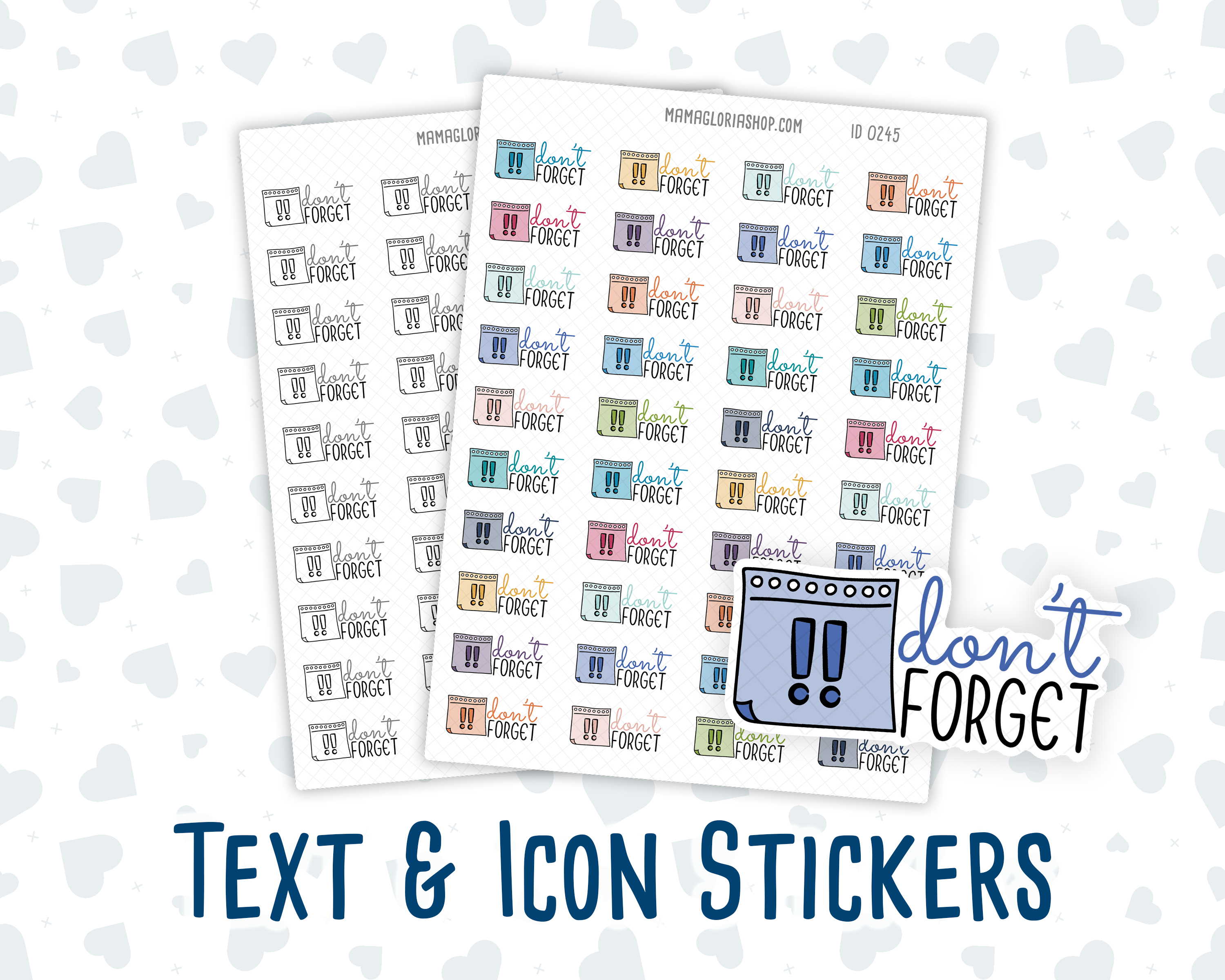 Forgetting Sticker Don't Forget- Text Sticker With Icon – mamagloriashop