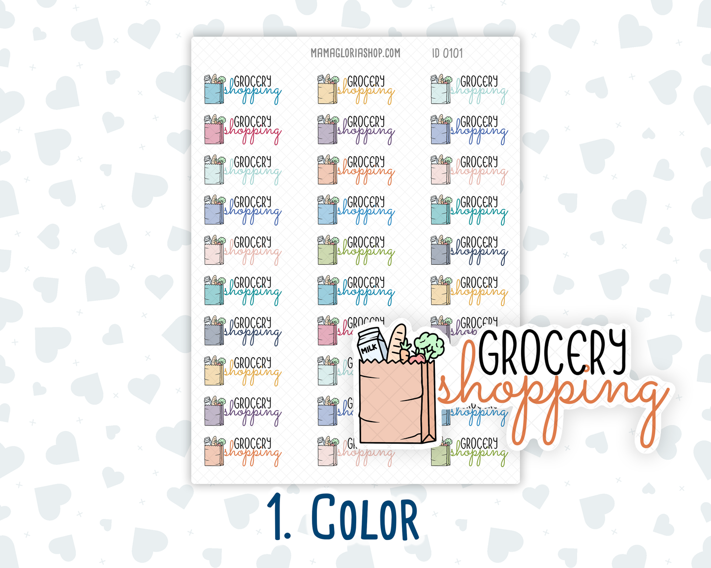 Grocer Sticker Grocery Shopping - Text Sticker With Icon – mamagloriashop