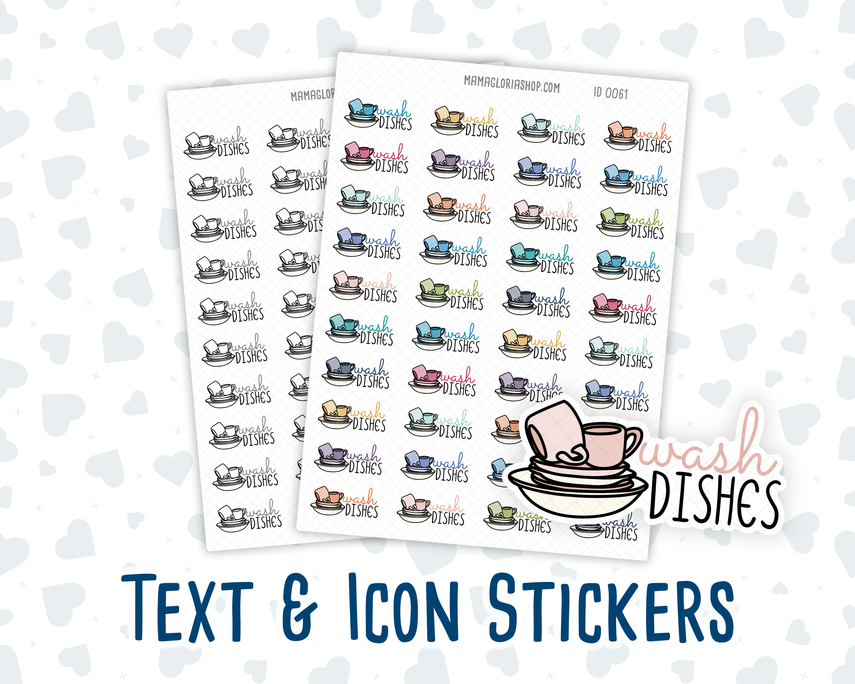 Wash Dishes - Text Sticker With Icon – mamagloriashop