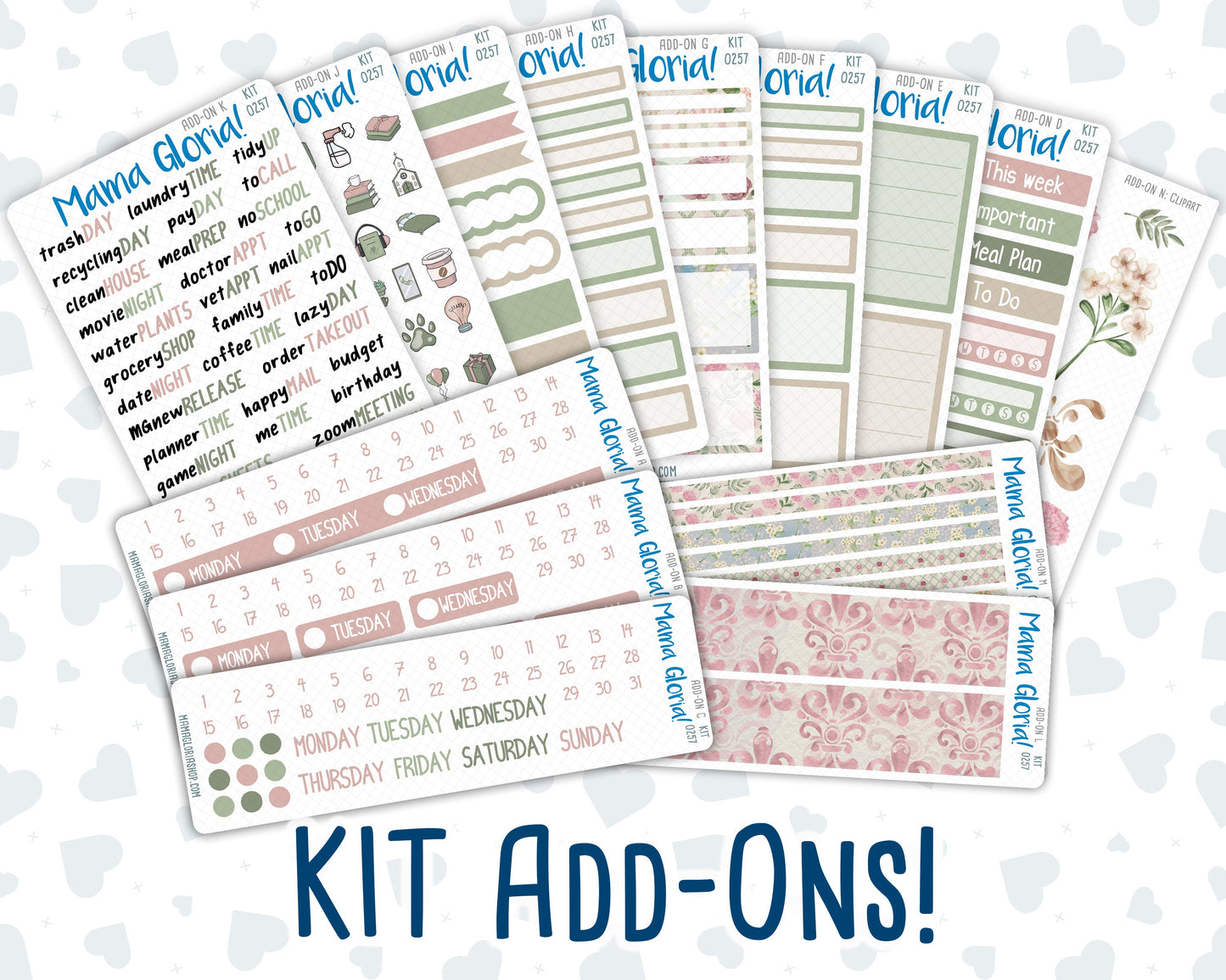 Kit 0257 - Add Ons - March - Blush Garden - Planner Stickers