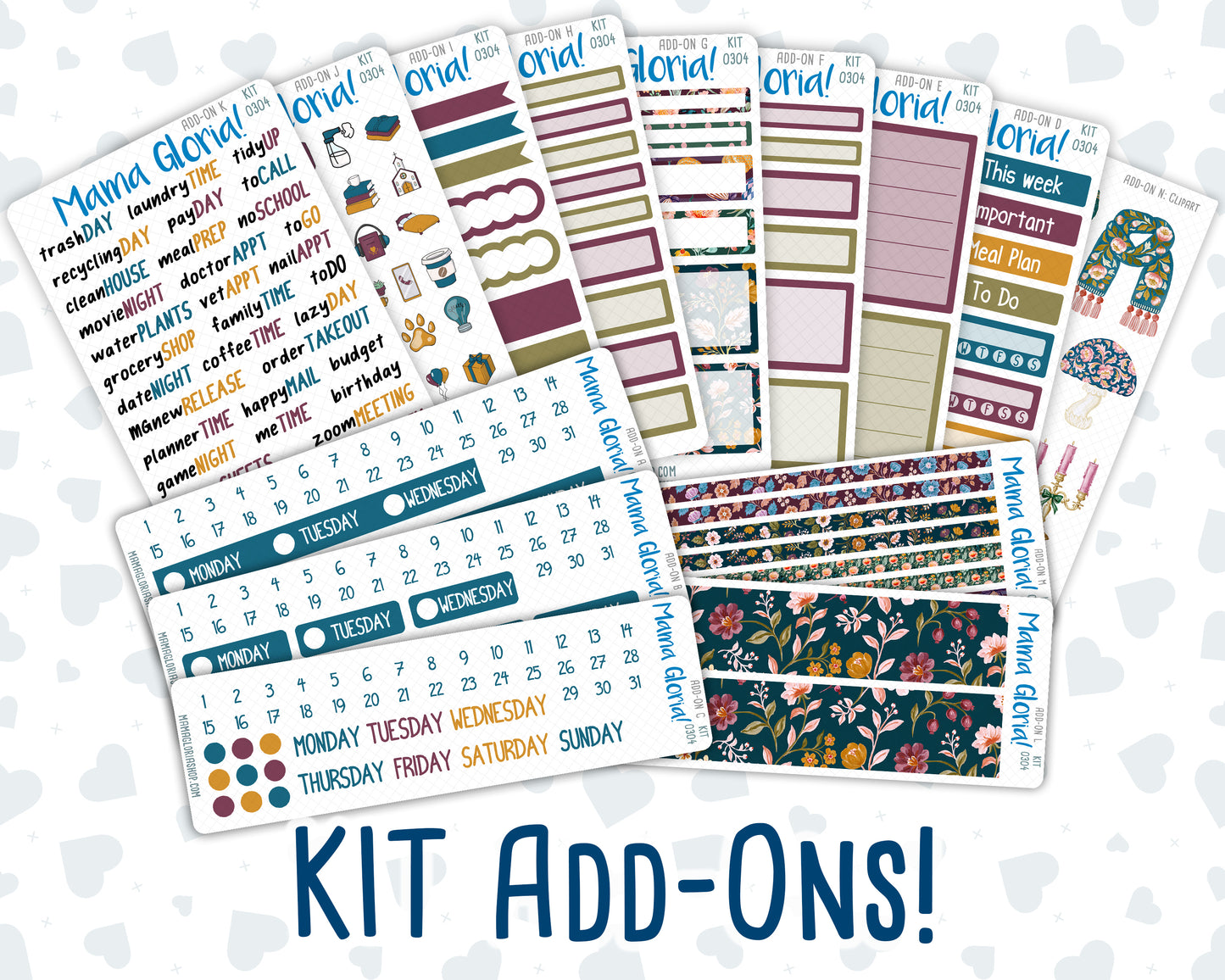 Kit 0304 - Add Ons - November - Autumn In Bloom - Planner Stickers