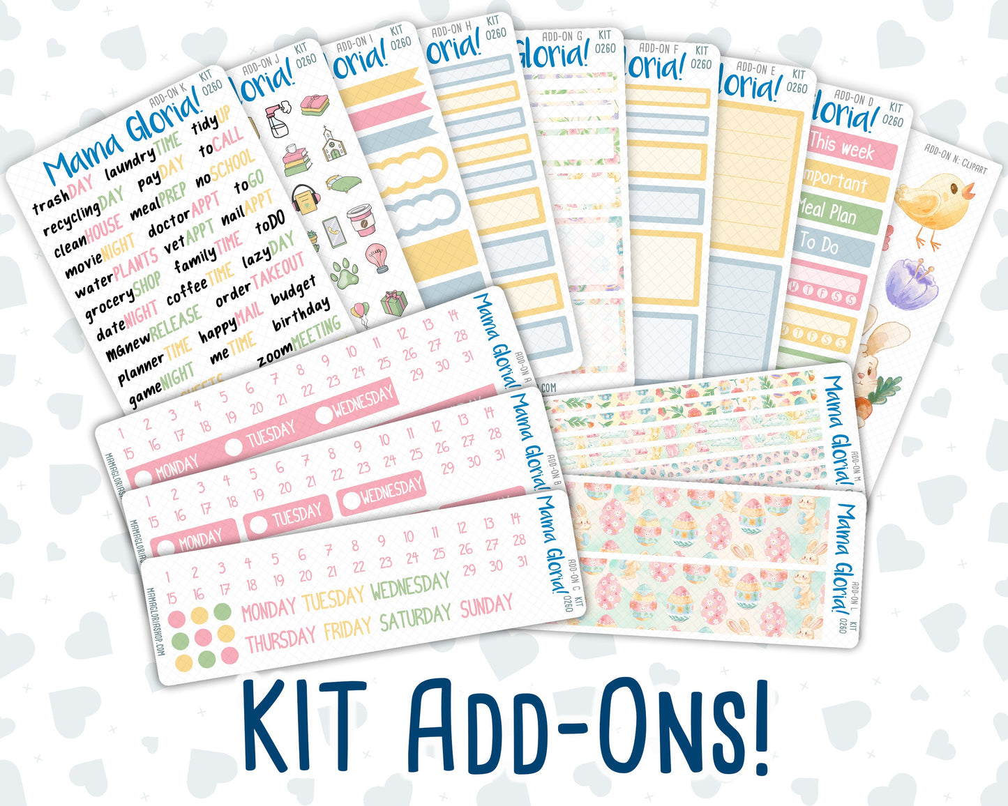 Kit 0260 - Add Ons - April - Pastel Egg Hunt - Planner Stickers