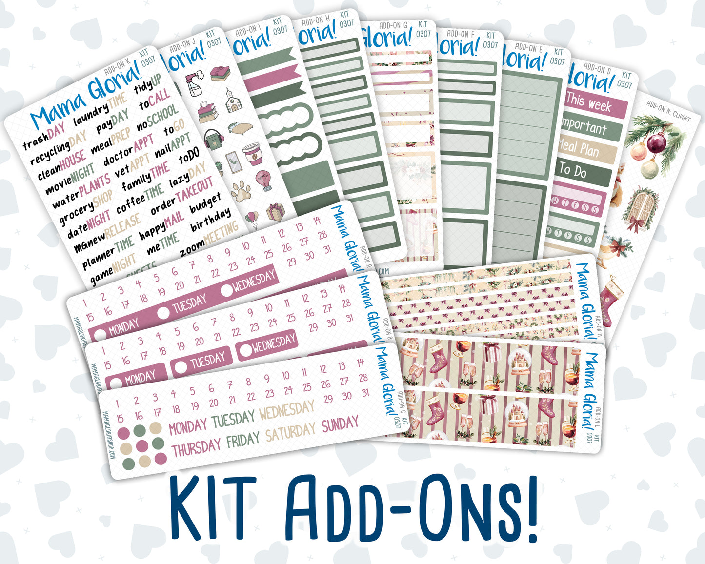 Kit 0307 - Add Ons - December - Velvet Hearth - Planner Stickers