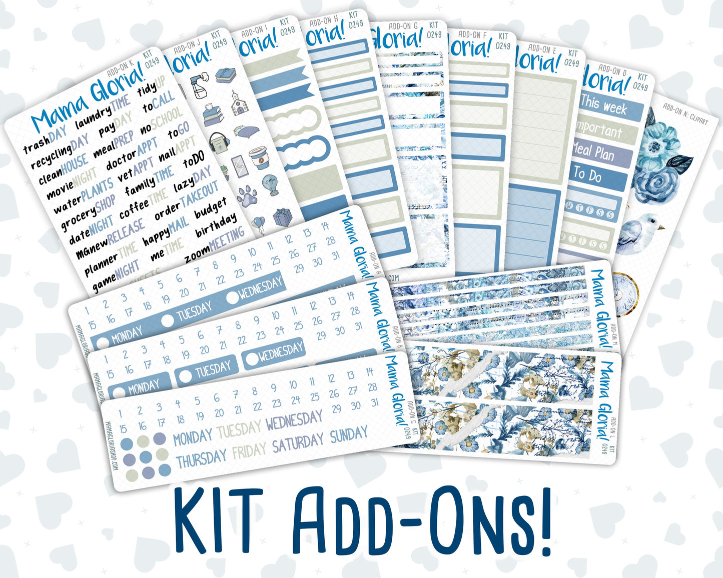 Kit 0249 - Add Ons - January - Icy Lace - Planner Stickers