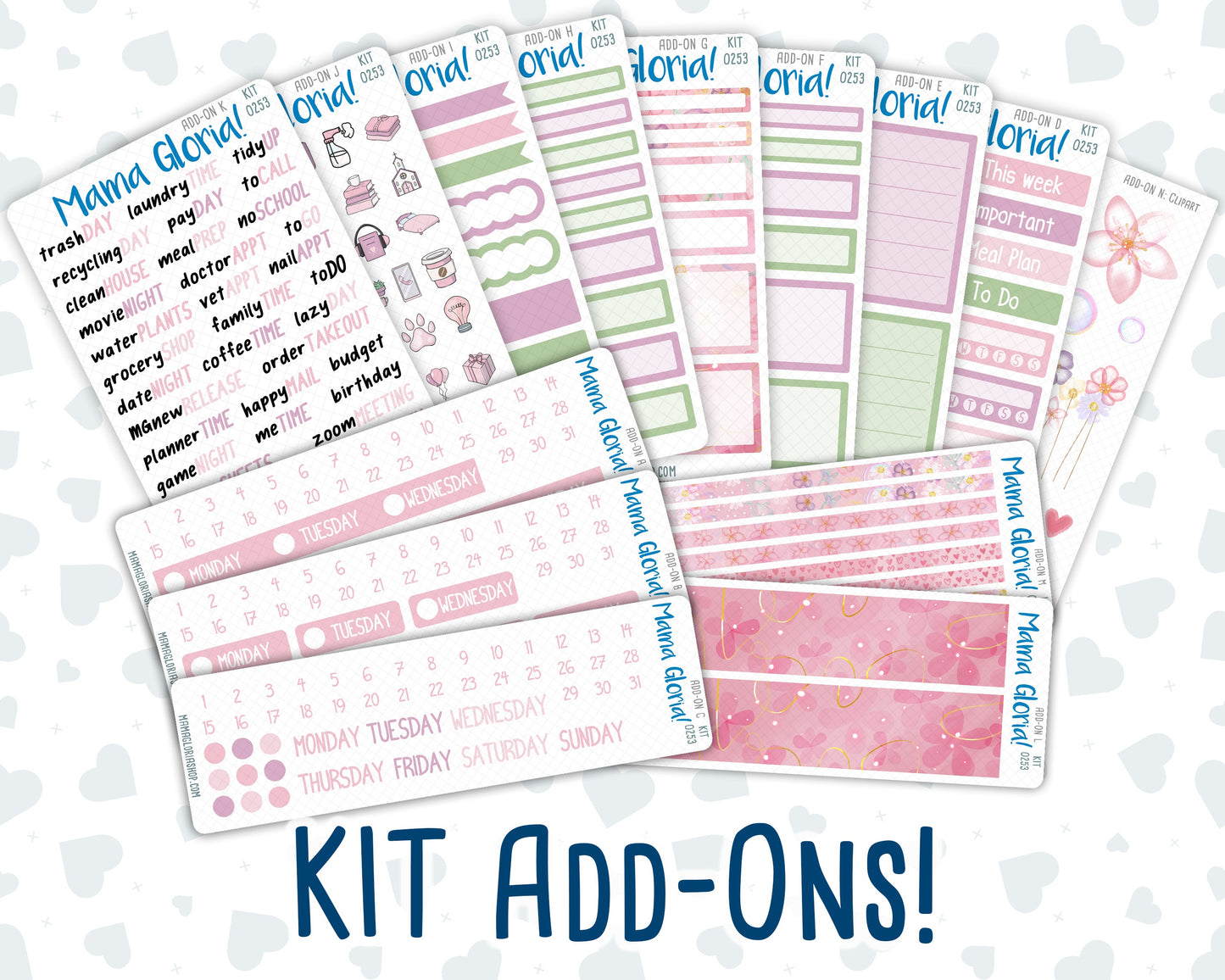 Kit 0253 - Add Ons - February - Rosy Daydreams - Planner Stickers