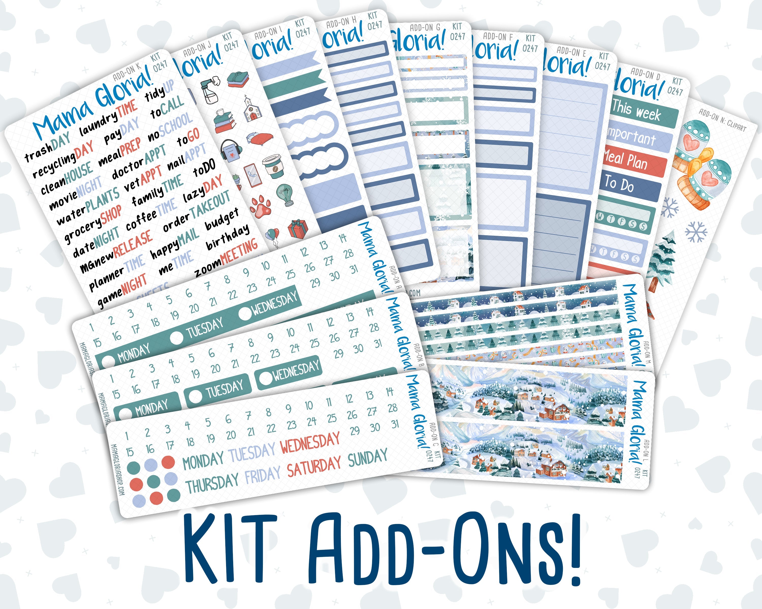 Kit 0247 - Add Ons - December - Snow Day Adventures - Planner Stickers ...