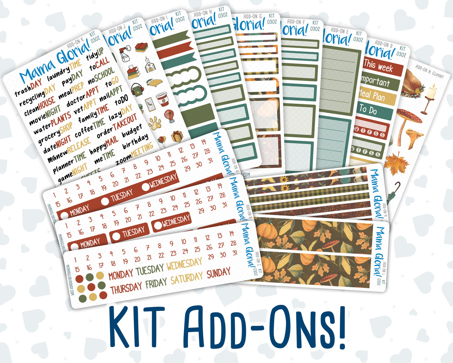 Kit 0302 - Add Ons - November - Thankful Season - Planner Stickers