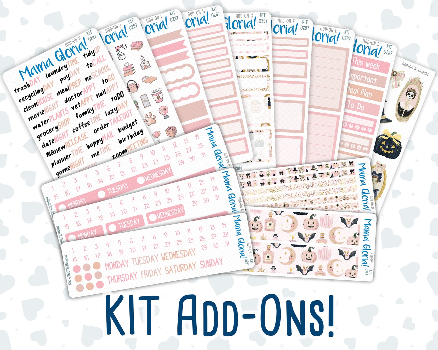 Kit 0297 - Add Ons - October - Pink Spell - Planner Stickers