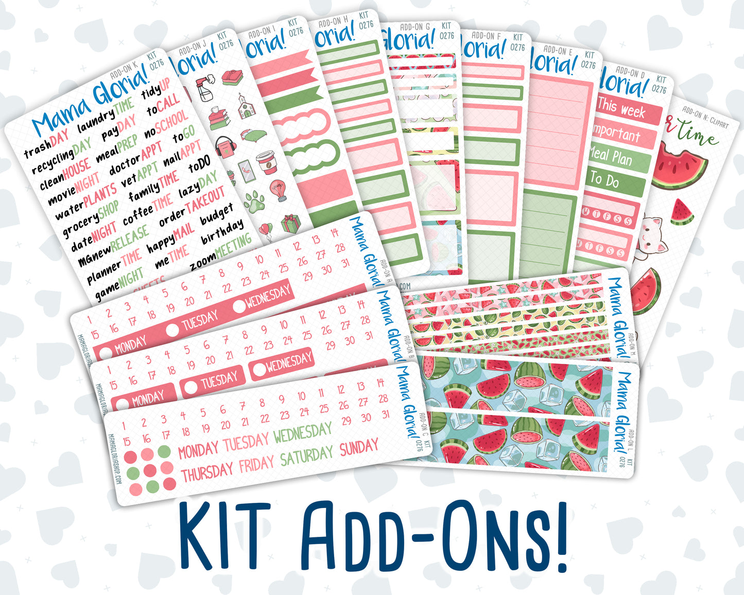 Kit 0276 - Add Ons - July - Melon Crush - Planner Stickers