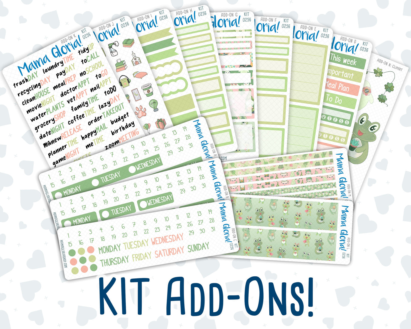 Kit 0256 - Add Ons - March - Froggy Luck - Planner Stickers