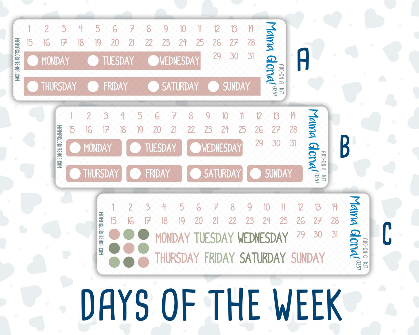 Kit 0257 - Add Ons - March - Blush Garden - Planner Stickers