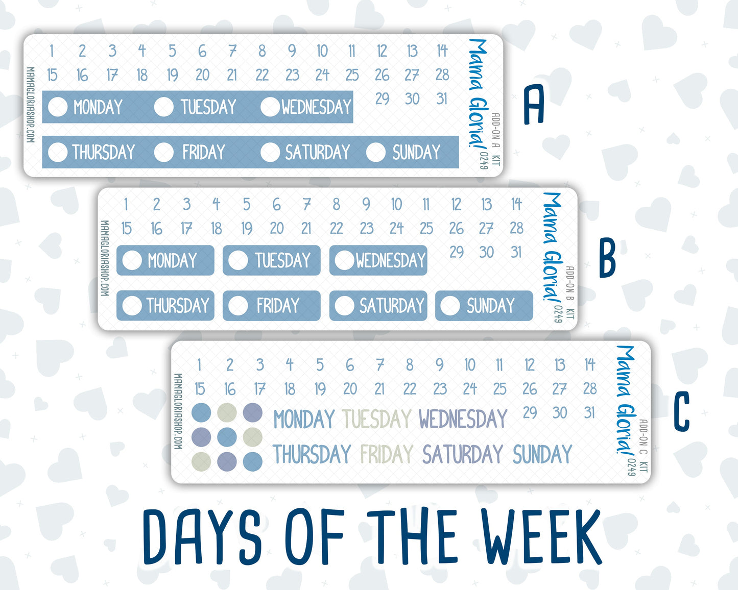 Kit 0249 - Add Ons - January - Icy Lace - Planner Stickers
