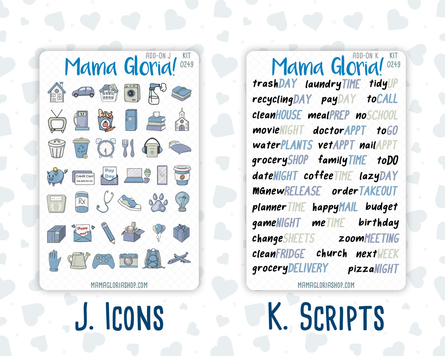 Kit 0249 - Add Ons - January - Icy Lace - Planner Stickers