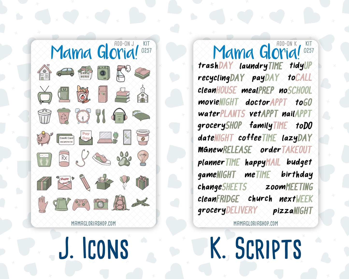 Kit 0257 - Add Ons - March - Blush Garden - Planner Stickers