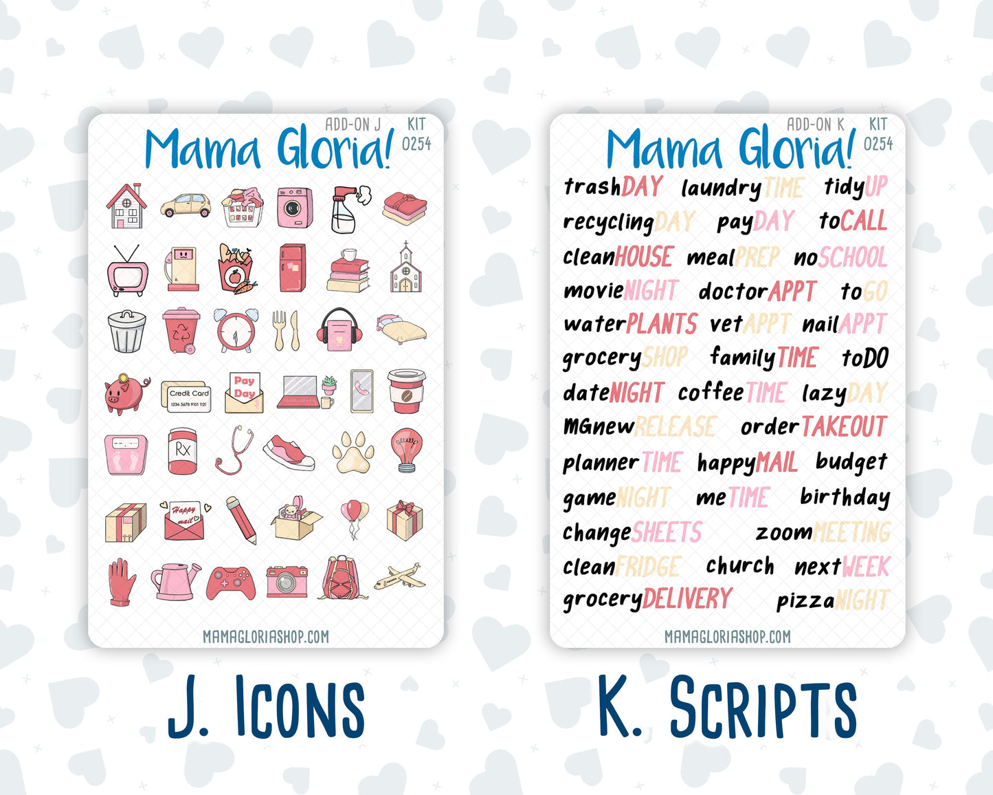 Kit 0254 - Add Ons - February - Valentine Village - Planner Stickers