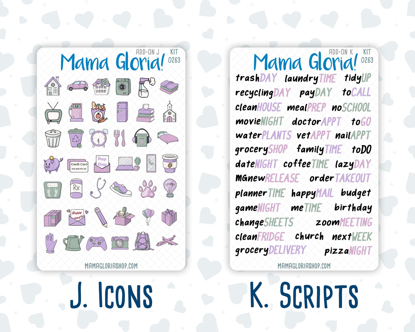 Kit 0263 - Add Ons - April - Lavender Drift - Planner Stickers