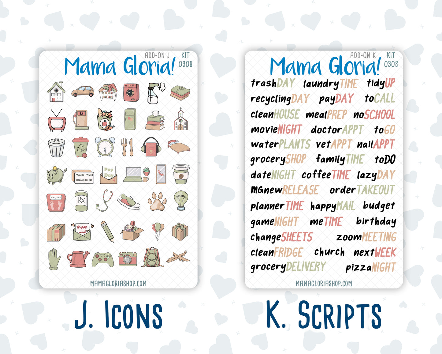 Kit 0308 - Add Ons - December - Knit & Holly - Planner Stickers