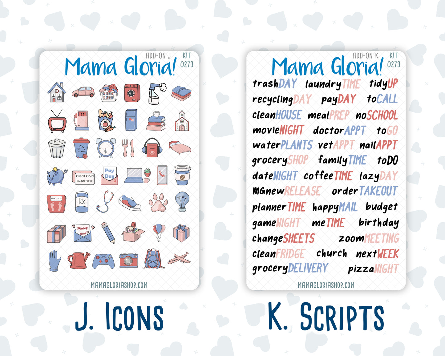Kit 0273 - Add Ons - July - Americana In Bloom - Planner Stickers