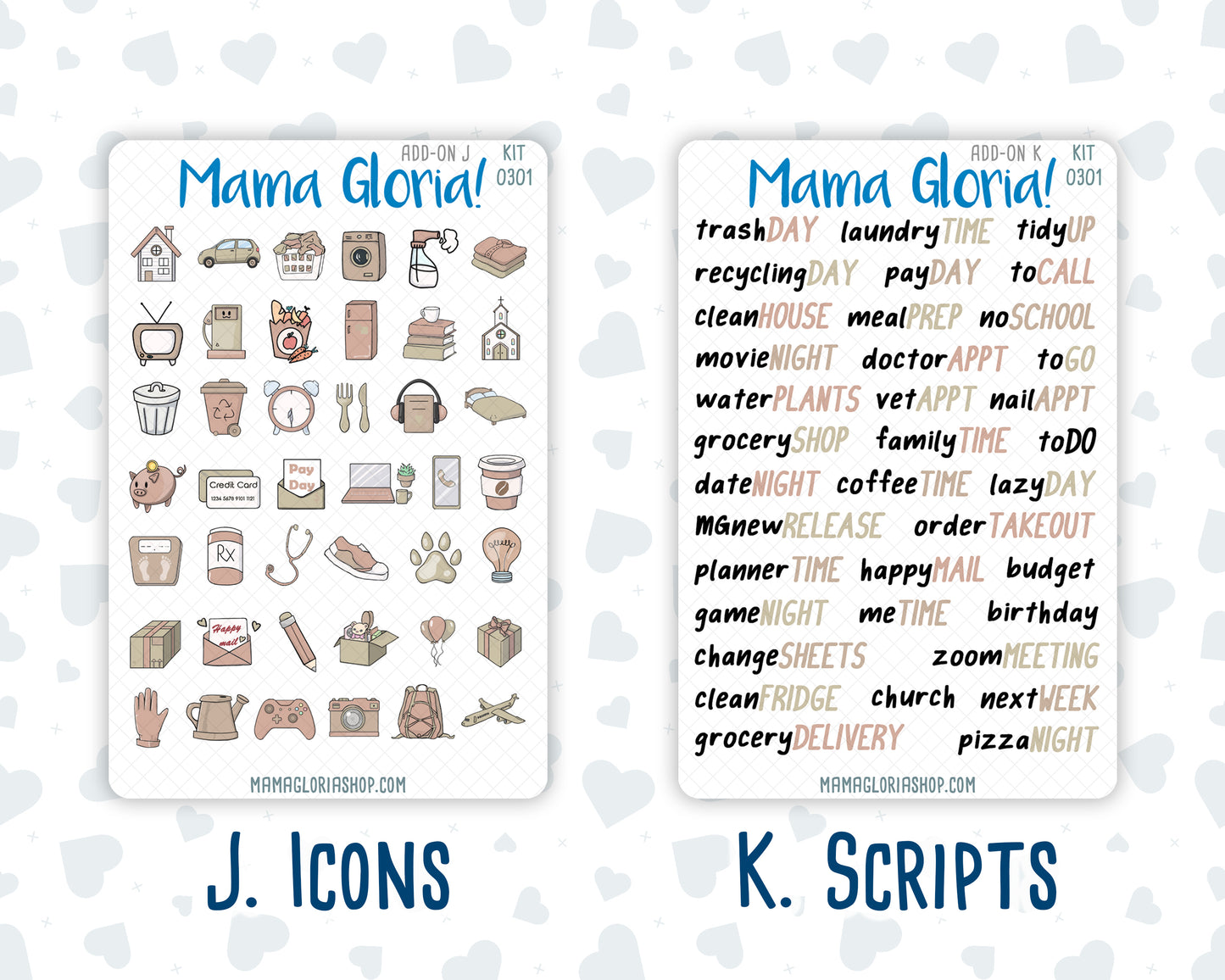 Kit 0301 - Add Ons - November - Sunday Comfort - Planner Stickers