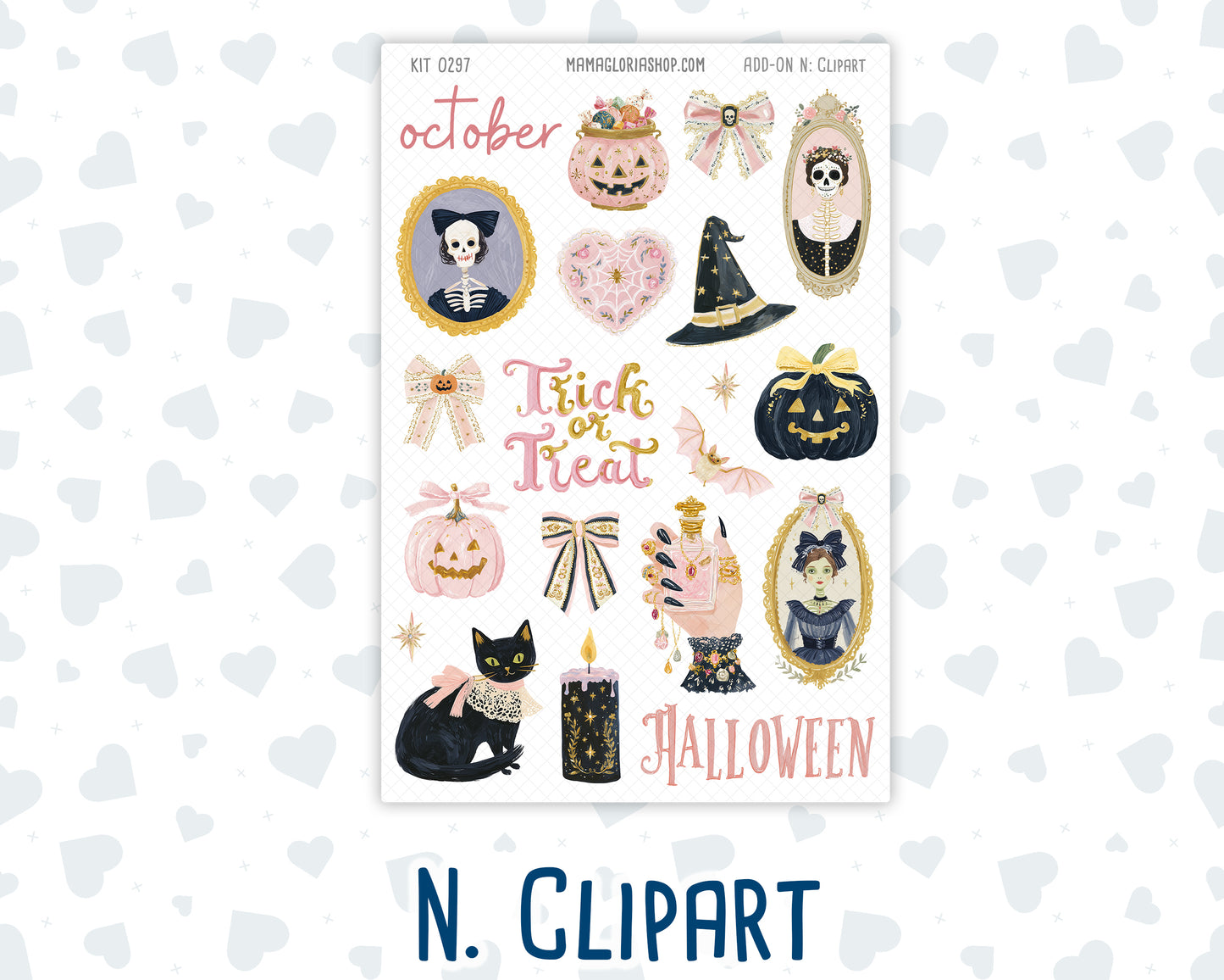 Kit 0297 - Add Ons - October - Pink Spell - Planner Stickers