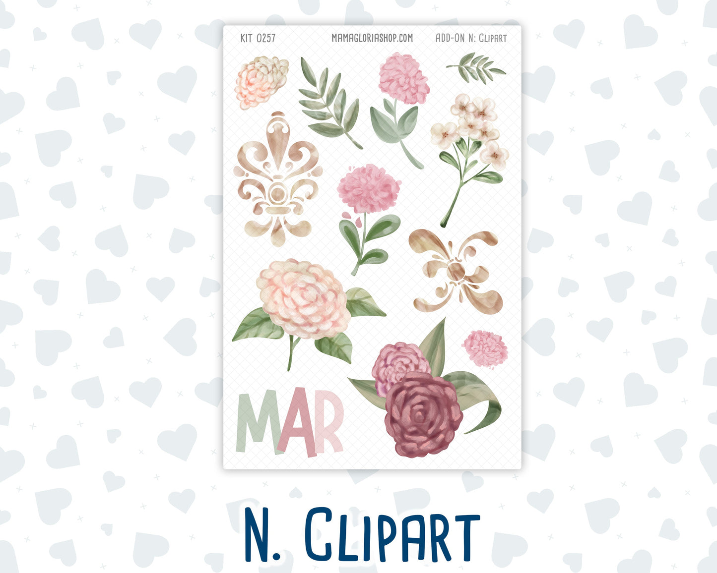 Kit 0257 - Add Ons - March - Blush Garden - Planner Stickers