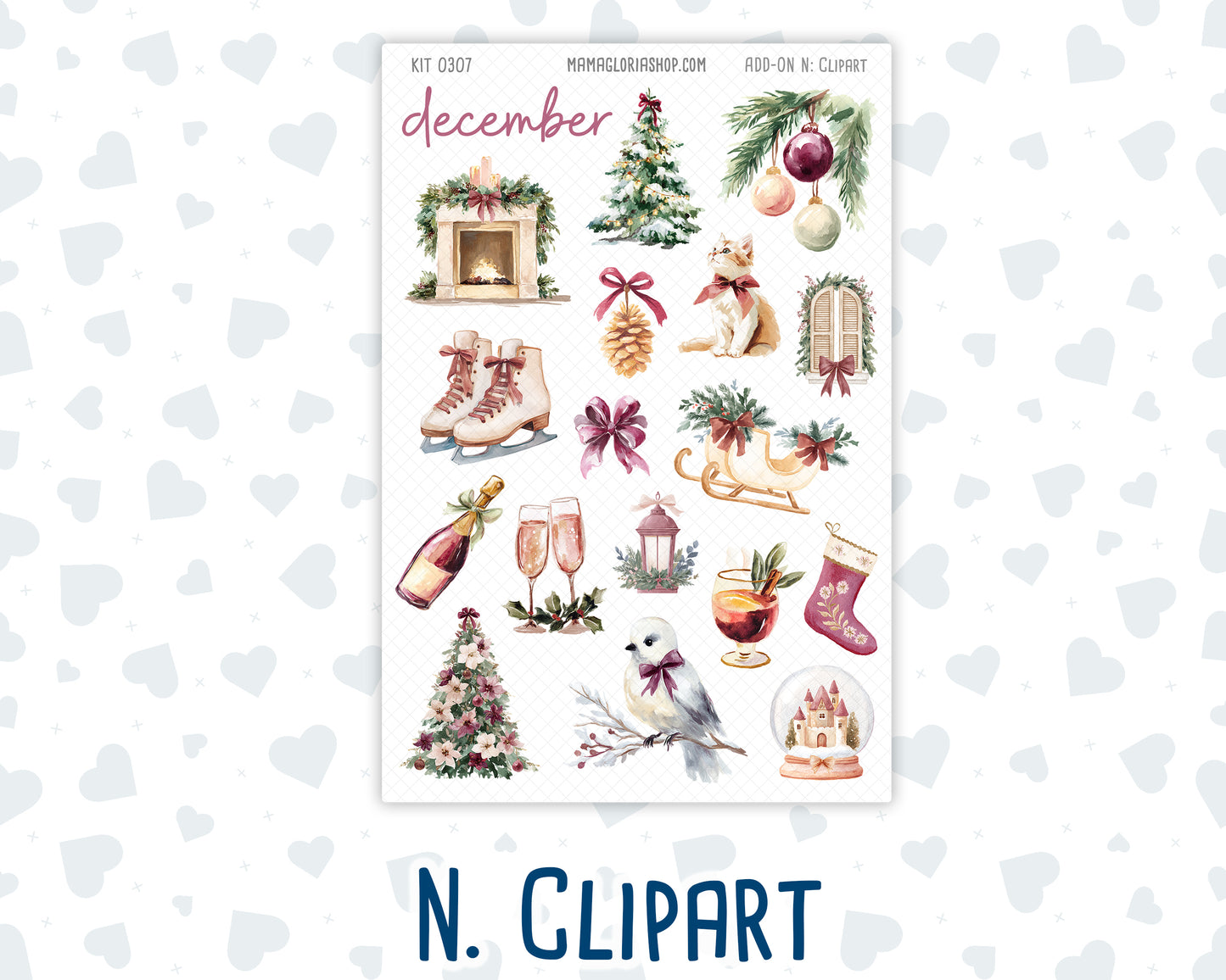 Kit 0307 - Add Ons - December - Velvet Hearth - Planner Stickers