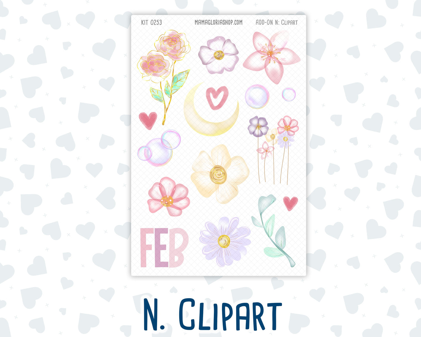 Kit 0253 - Add Ons - February - Rosy Daydreams - Planner Stickers