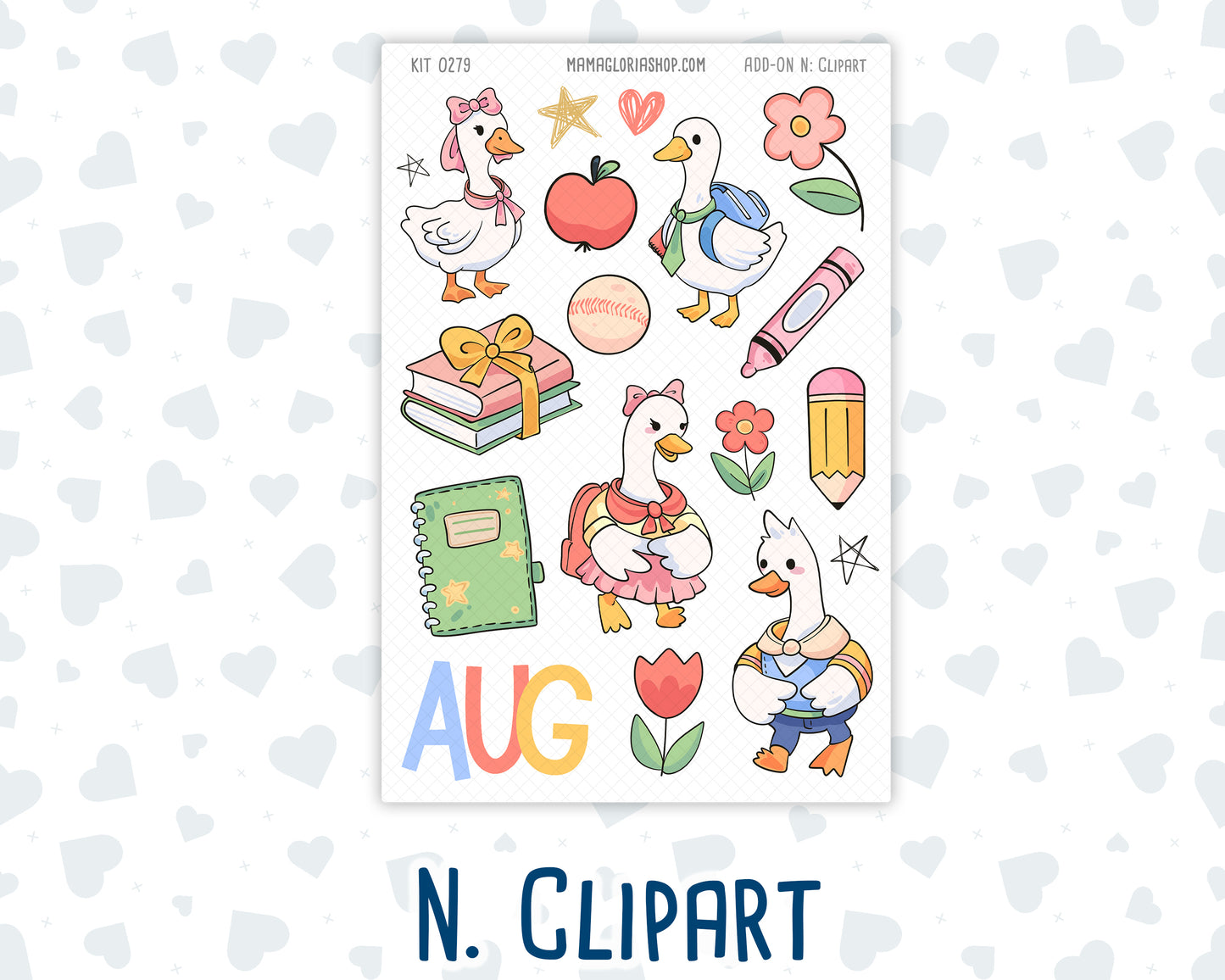Kit 0279 - Add Ons - August - Not Ready For School - Planner Stickers