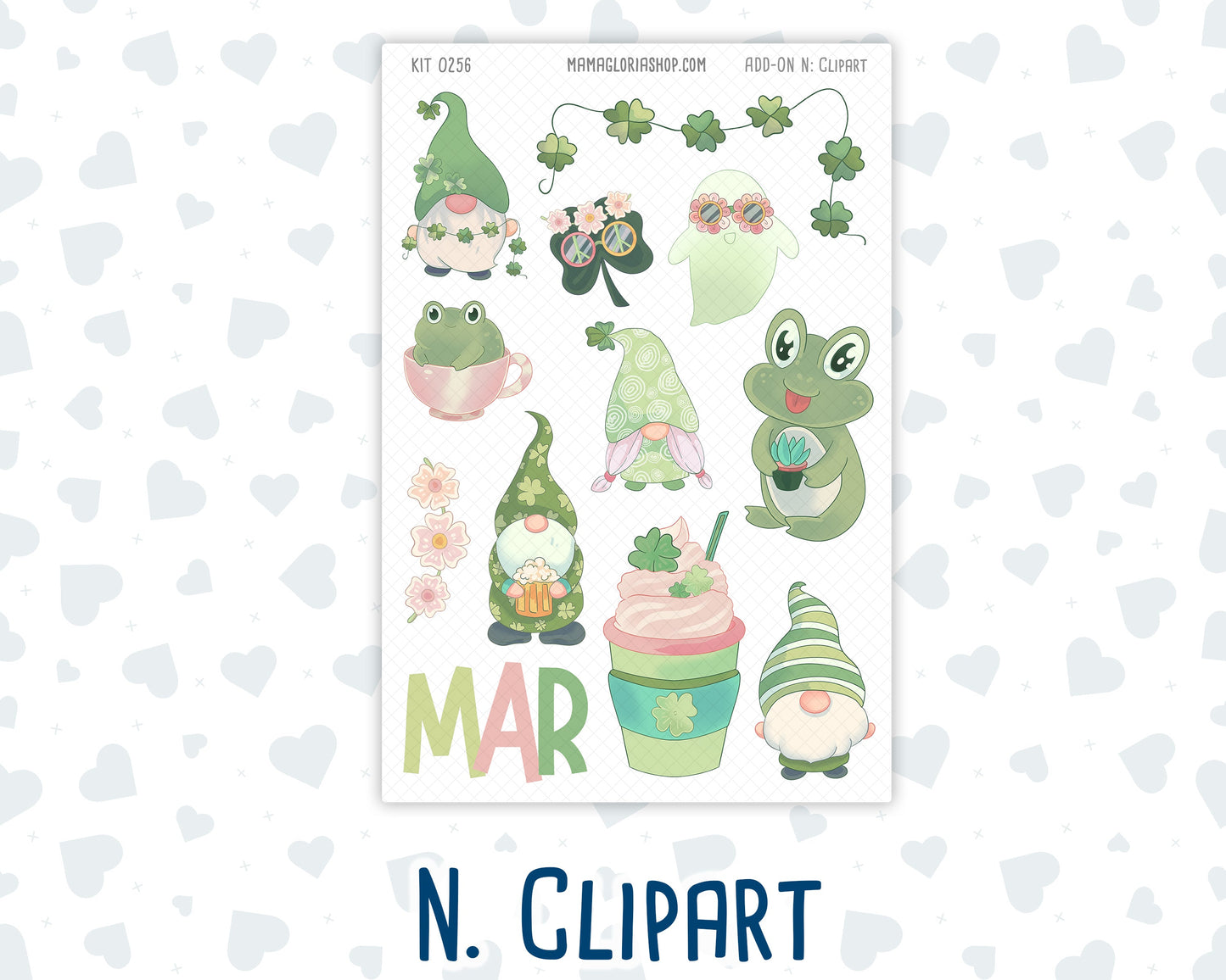 Kit 0256 - Add Ons - March - Froggy Luck - Planner Stickers