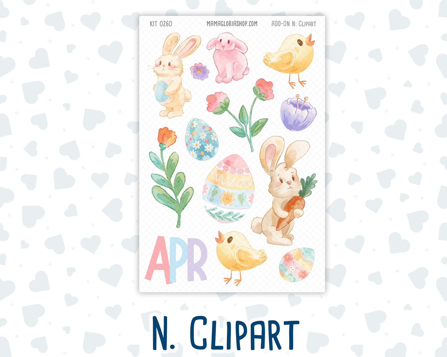 Kit 0260 - Add Ons - April - Pastel Egg Hunt - Planner Stickers