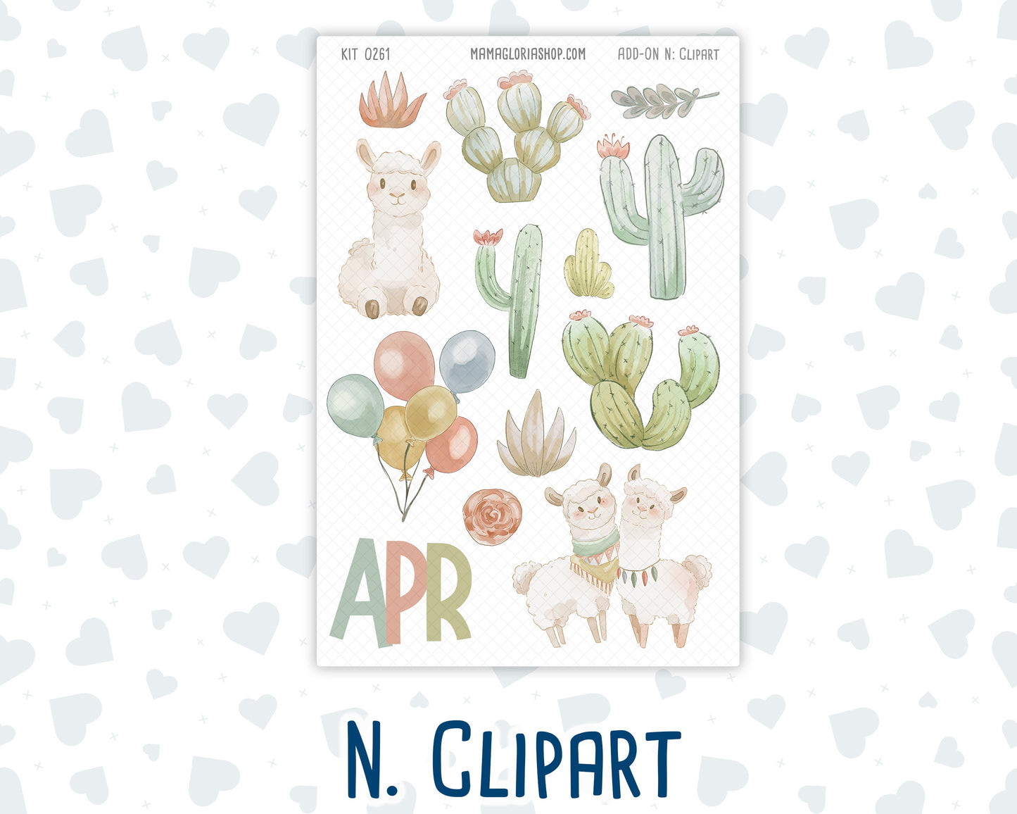 Kit 0261 - Add Ons - April - Llama Spring - Planner Stickers