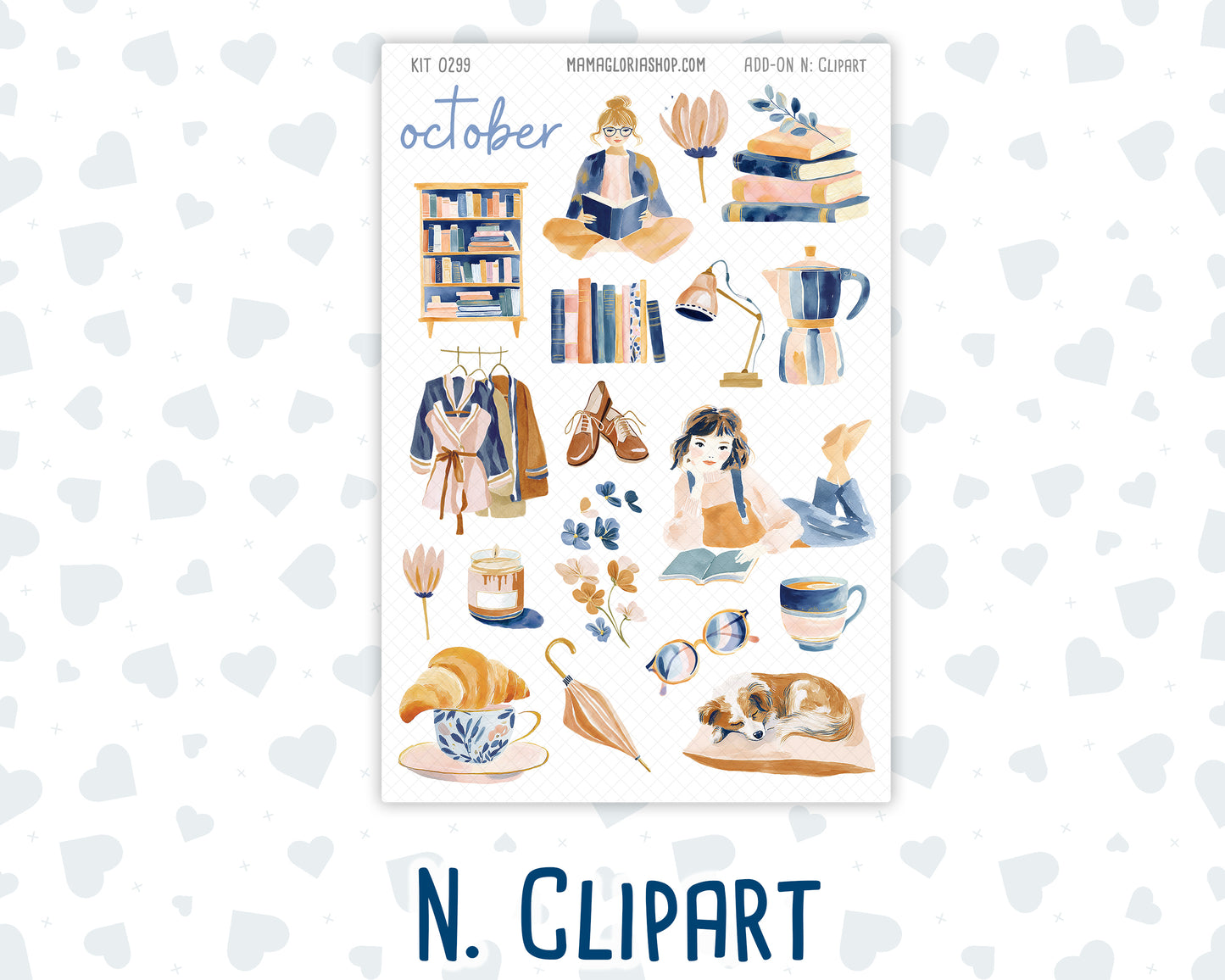 Kit 0299 - Add Ons - October - Book Nook - Planner Stickers