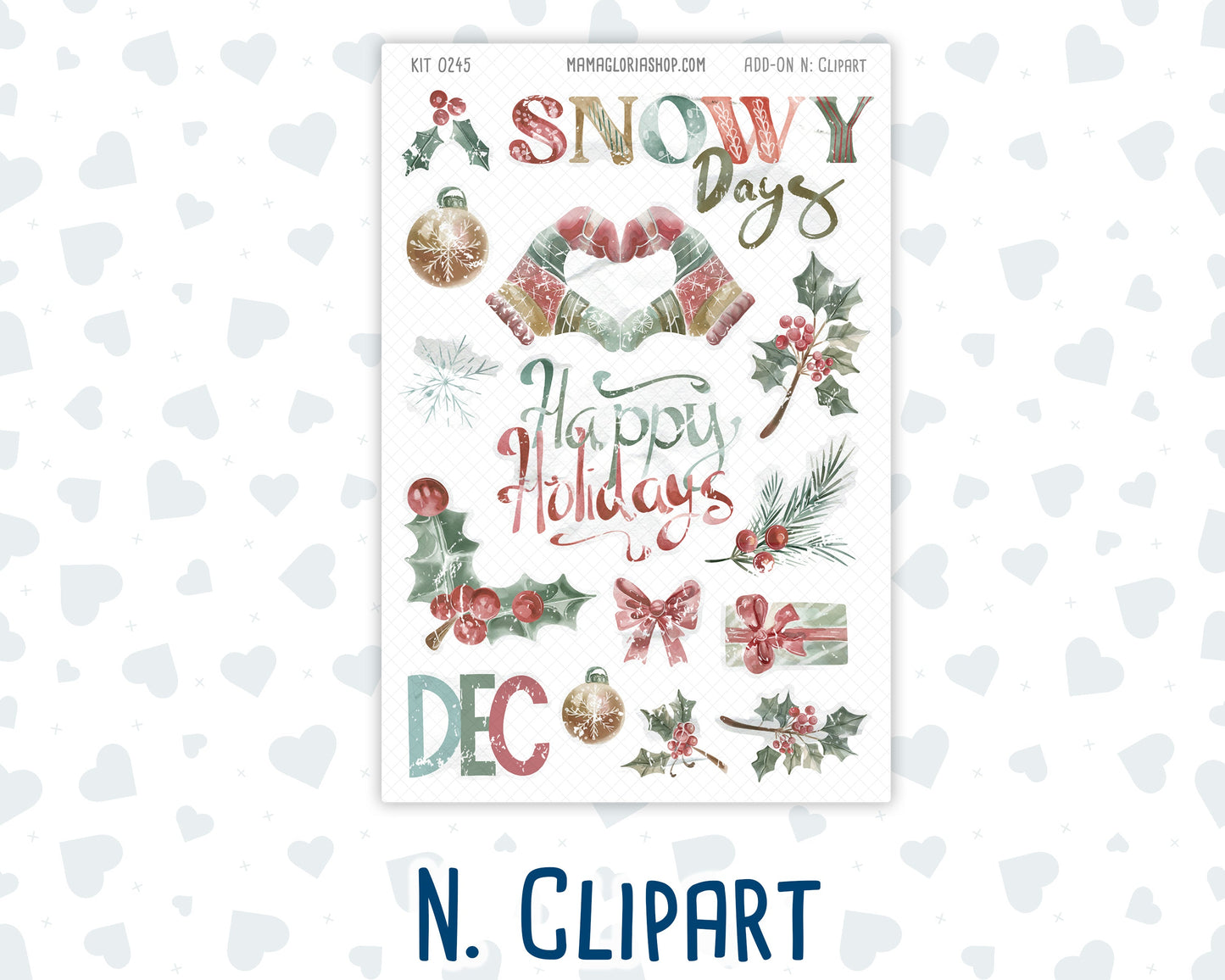 Kit 0245 - Add Ons - December - Vintage Christmas - Planner Stickers