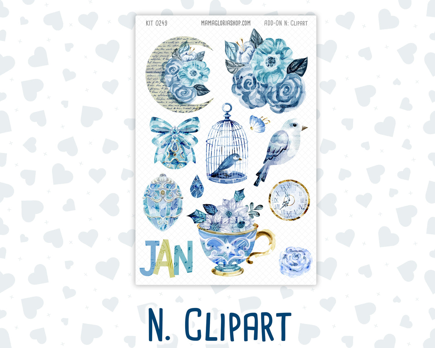 Kit 0249 - Add Ons - January - Icy Lace - Planner Stickers