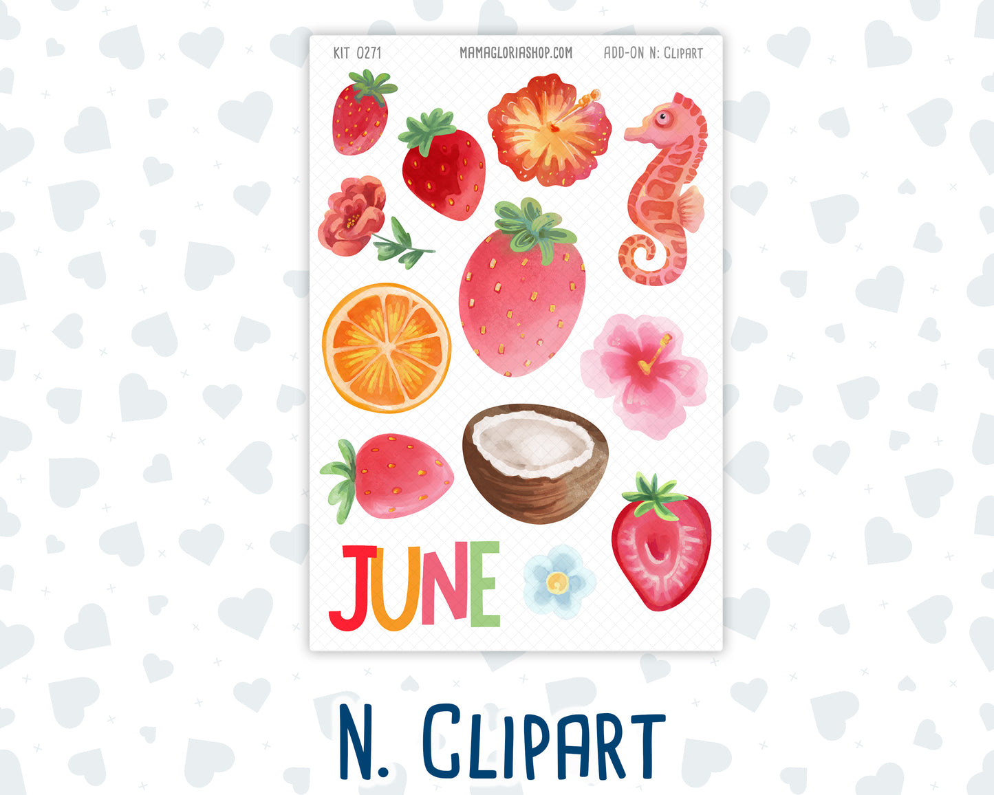 Kit 0271 - Add Ons - June - Strawberry Shore - Planner Stickers