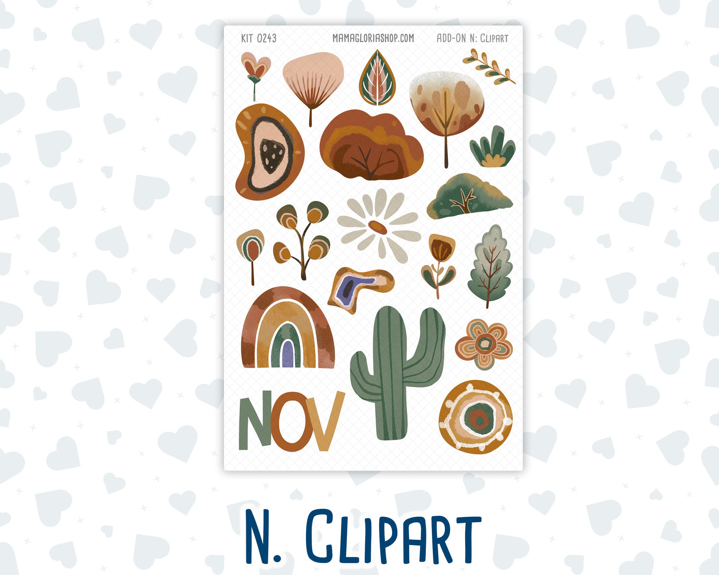 Kit 0243 - Add Ons - November - Boho Autumn - Planner Stickers