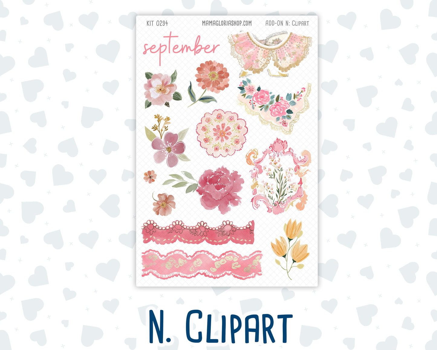 Kit 0294 - Add Ons - September - Rosy Reveria - Planner Stickers