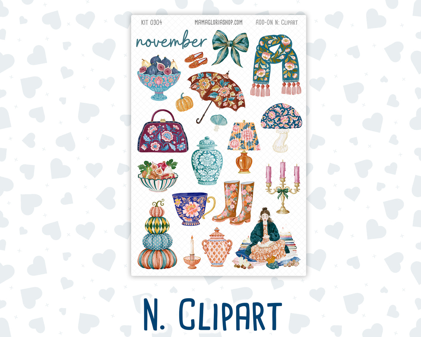 Kit 0304 - Add Ons - November - Autumn In Bloom - Planner Stickers