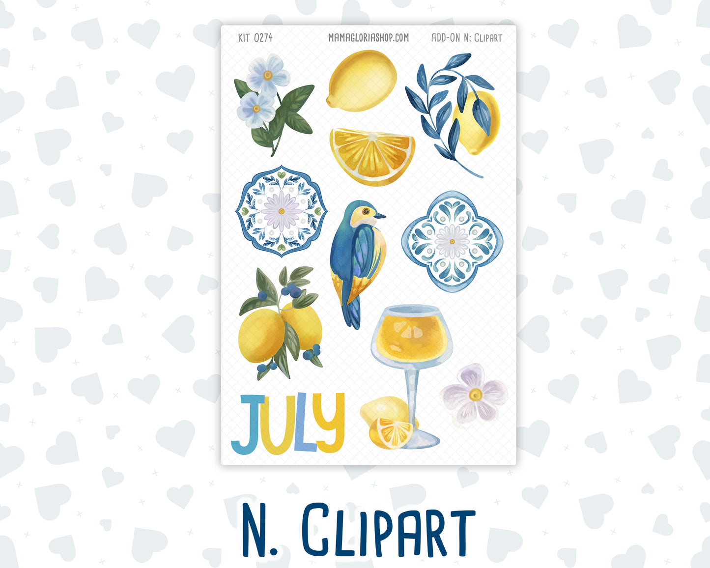 Kit 0274 - Add Ons - July - Sunny Lemon Shore - Planner Stickers