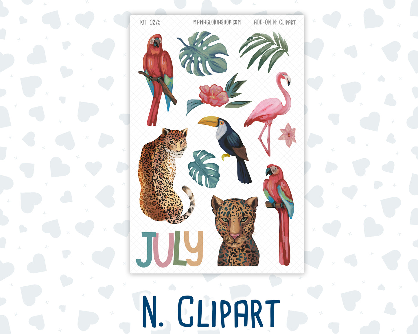 Kit 0275 - Add Ons - July - Tropical Safari Blush - Planner Stickers