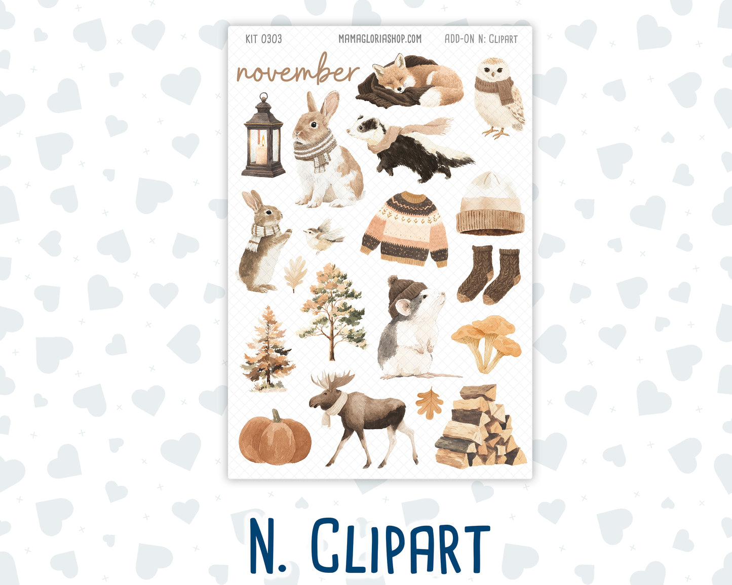 Kit 0303 - Add Ons - November - Into The Woods - Planner Stickers