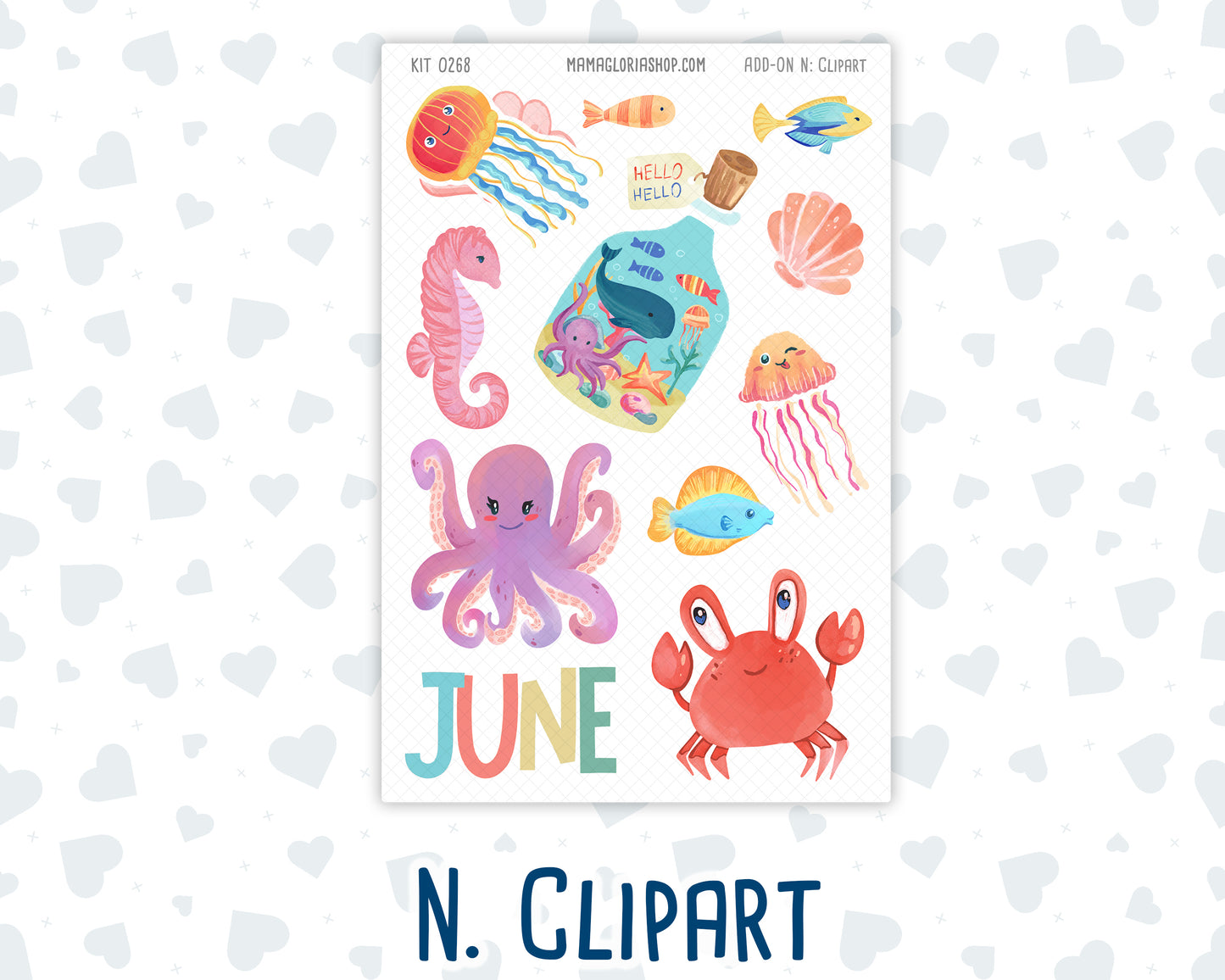 Kit 0268 - Add Ons - June - Sea Sweeties - Planner Stickers