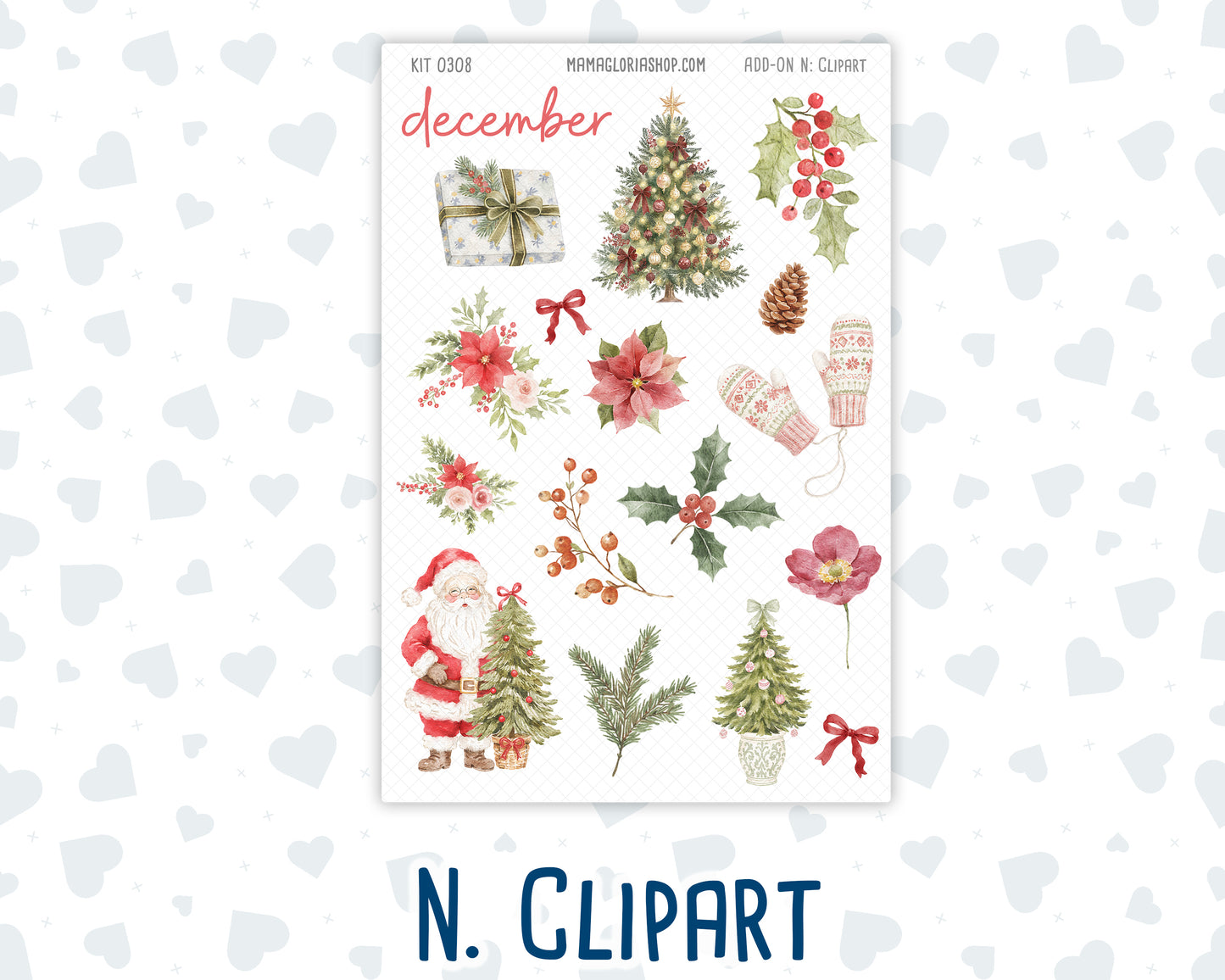 Kit 0308 - Add Ons - December - Knit & Holly - Planner Stickers