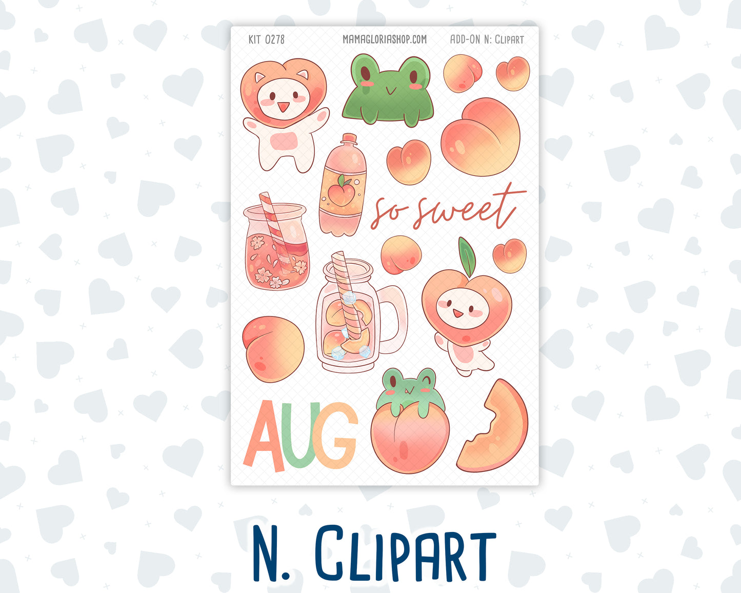 Kit 0278 - Add Ons - August - Oops, All Peaches - Planner Stickers