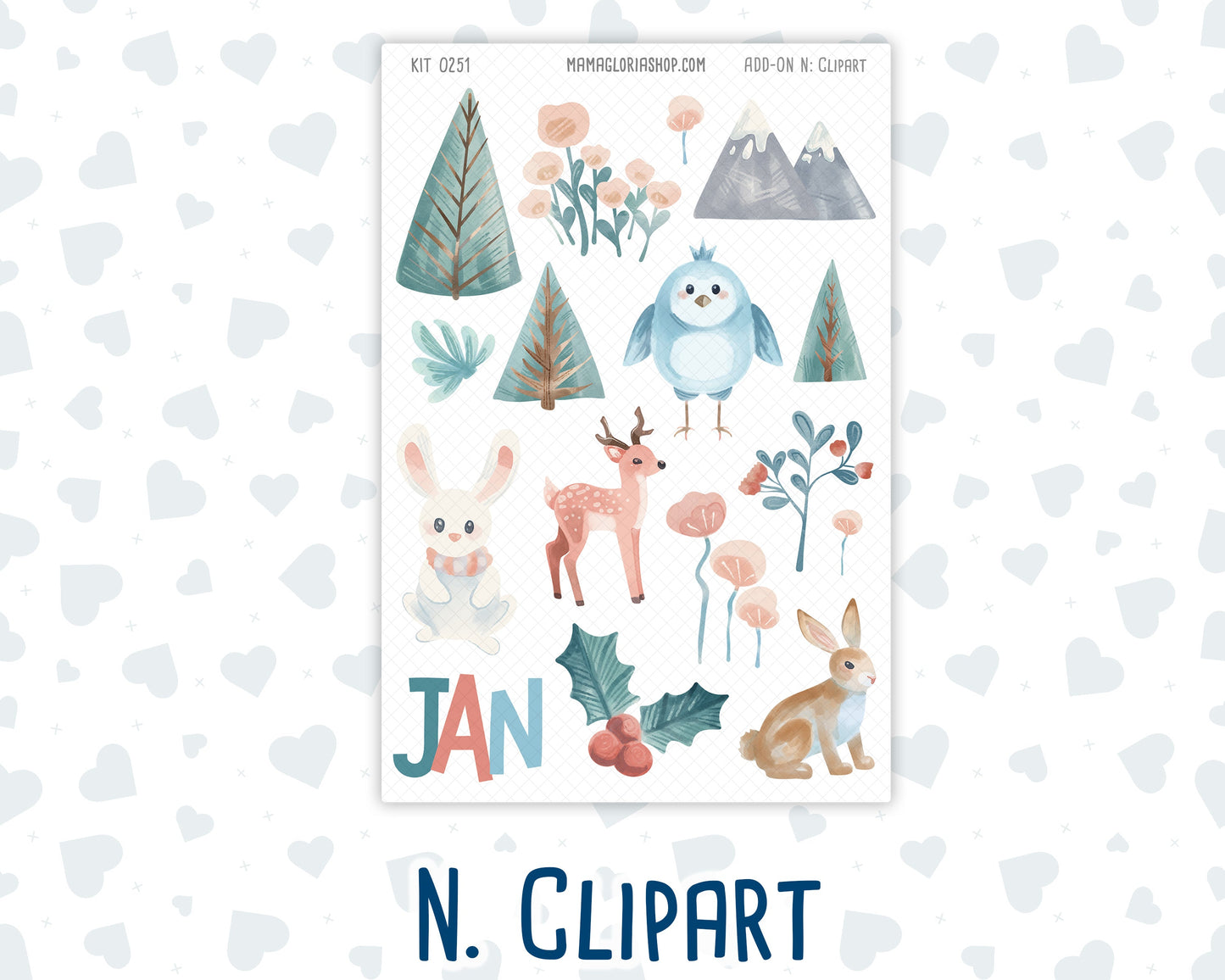 Kit 0251 - Add Ons - January - Pine & Paws - Planner Stickers