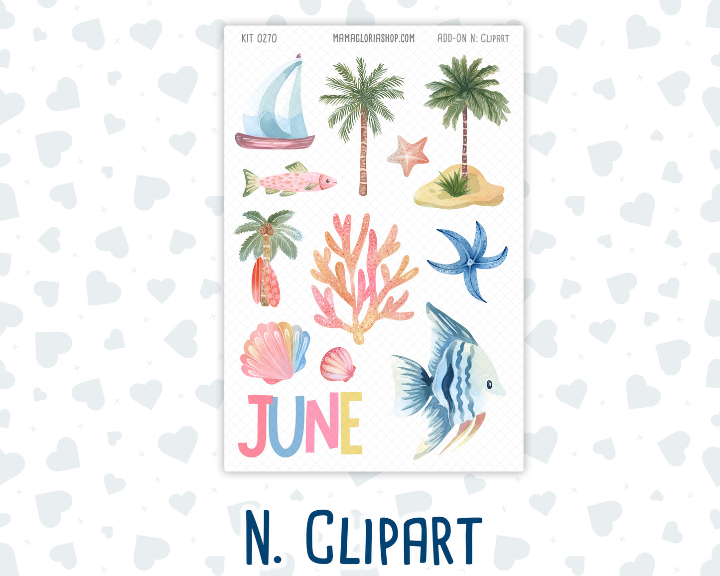 Kit 0270 - Add Ons - June - Beachside Bliss - Planner Stickers